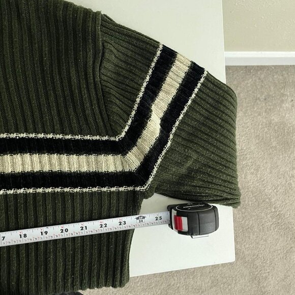 green striped ribbed y2k acrylic knit sweater - Picture 5 of 7